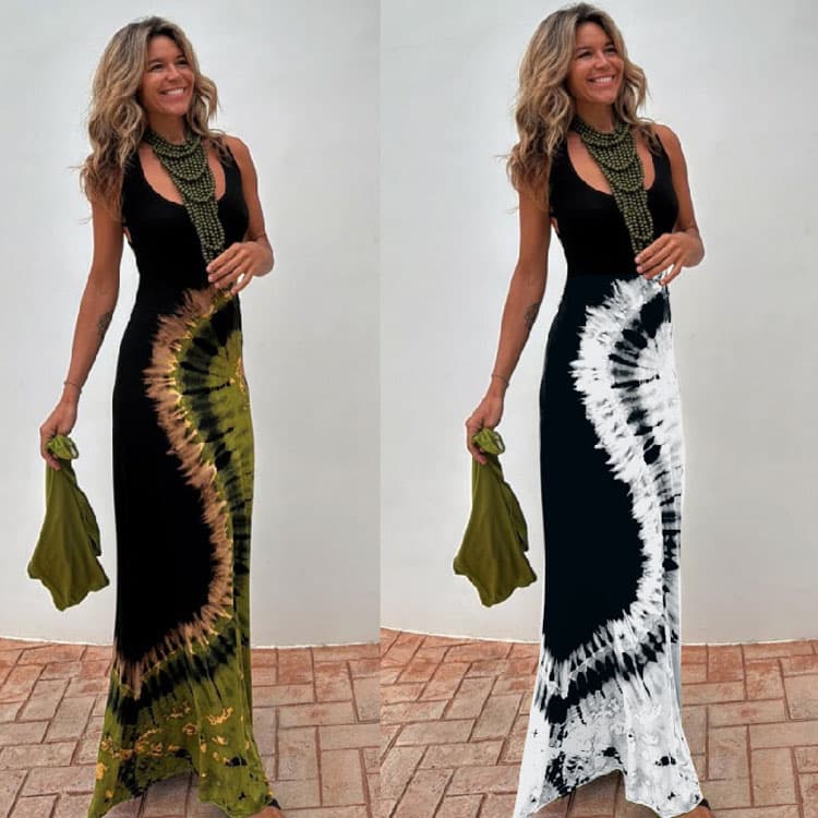 Slim Fit Printed Skirt Custom logo Fashion Retro Long Skirt Wholesale Casual Dress Factory Directly
