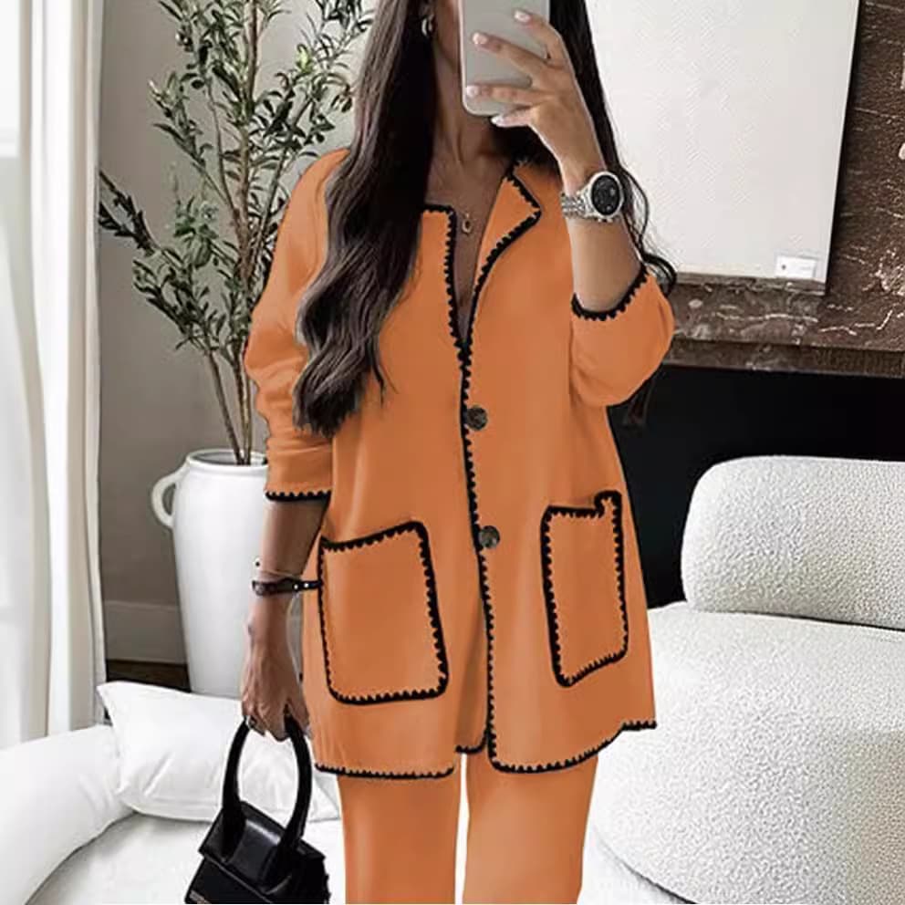 Loose Simple Leisure Suit Solid Color Long Sleeve Set 2025 Fashion Women Suit Wholesale