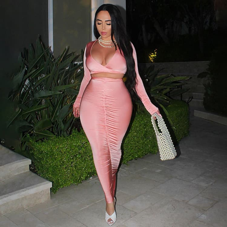 Sexy Fashion Suit Fall/Winter New Long Sleeved V Neck Top Hip Women Dress