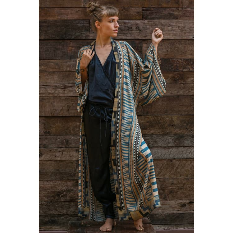 Women Wholesale Marocain Kaftan Fashion Designer Print Elastic Cardigan Dress