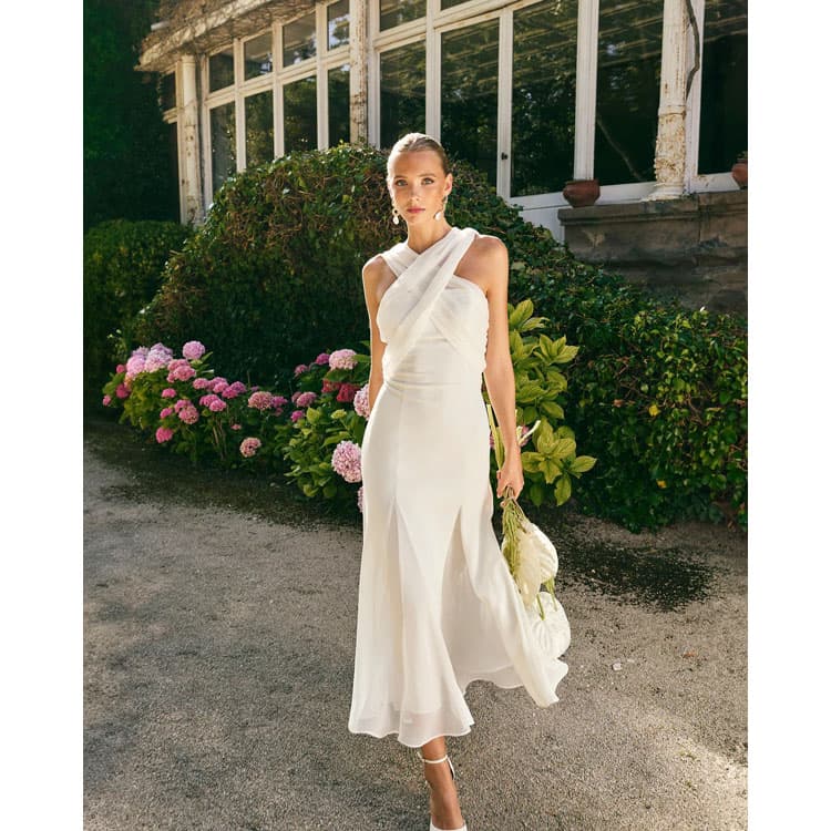 Elegant Solid Color Chiffon Dress Ribbon Slim Fit Women Dress Strapless Fashion Sleeveless Women Holiday Dress