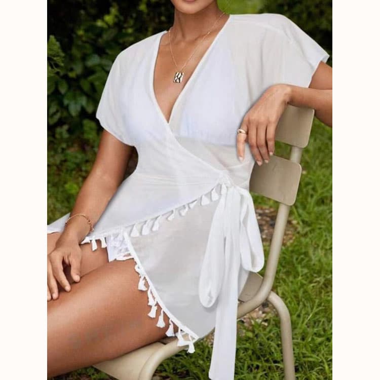 Sun protection Clothing Three Piece Wholesale Solid Color Beach Cardigan Custom logo Thin Bikini Top Factory Directly