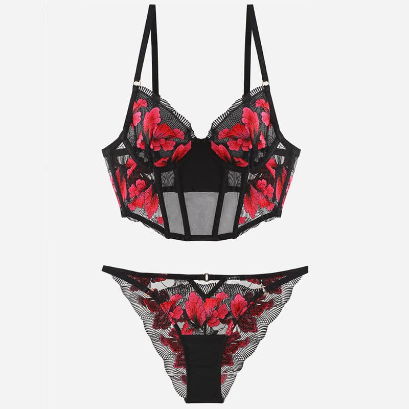 Push up Bra Manufacturer Flower Mesh Bra Wholesale Embroidered See Through Bra Factory Directly