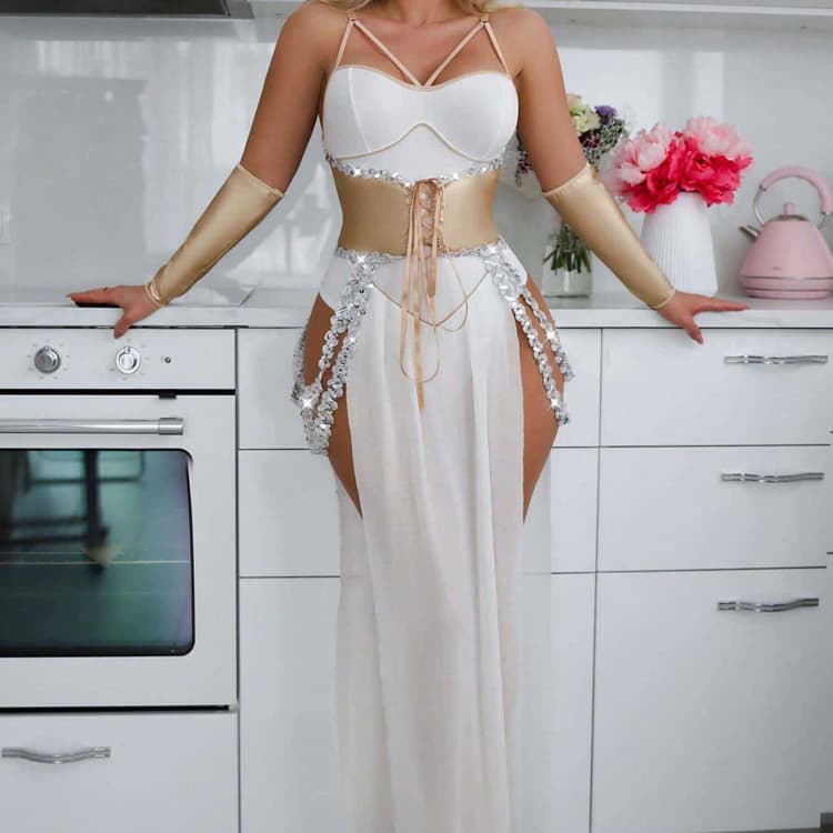 Wenshuo Sequined Ribbon Dress Wholesale Lace Mesh Lingerie Custom logo See Through Sexy Lingerie Factory Direct