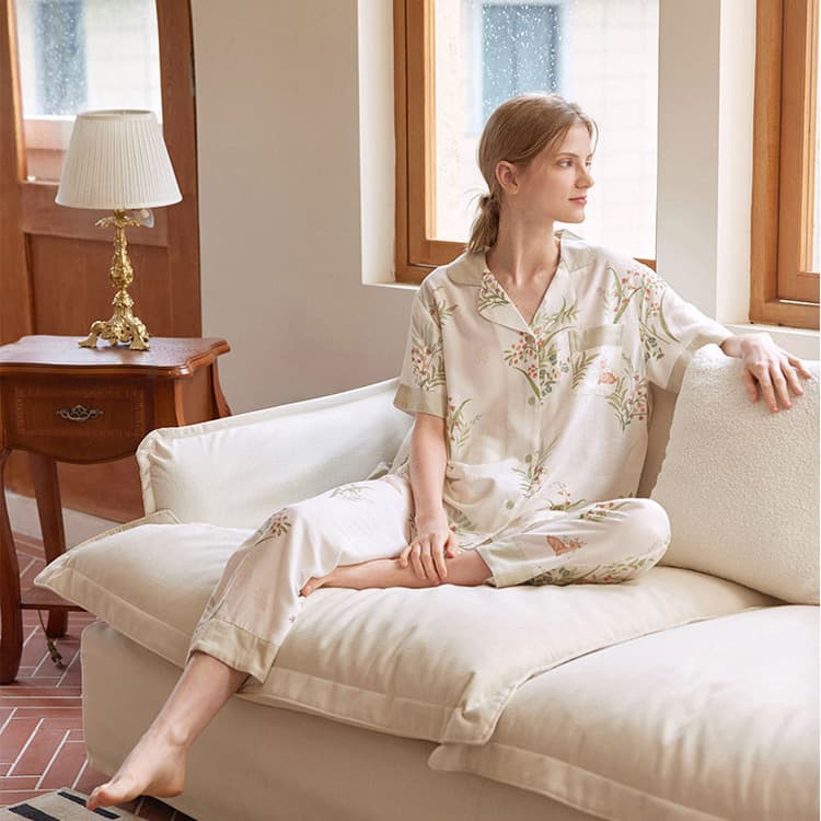 Bamboo Coton Pajamas Wholesale Printed Loungewear Custom logo Soft Casual Sleepwear Factory Direct