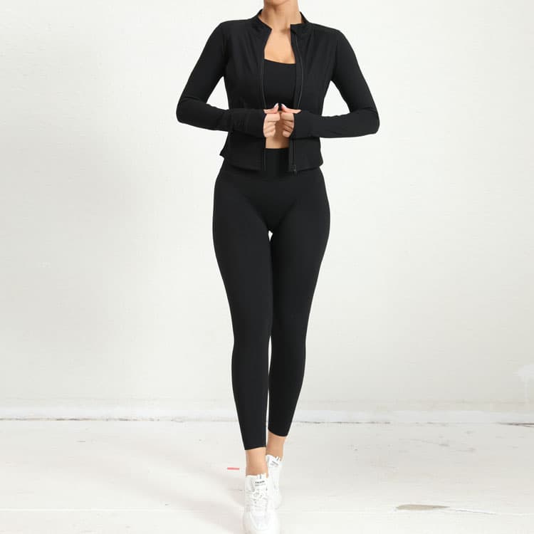 2025 Wholesale Custom Logo Hot Selling Women Solid Color Three Piece Yoga Set