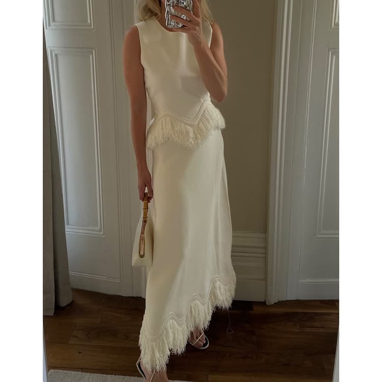 Wenshuo Solid Color Tassel Skirt Wholesale Sleeveless Long Dress Custom logo Fashion Long Dress Factory Direct