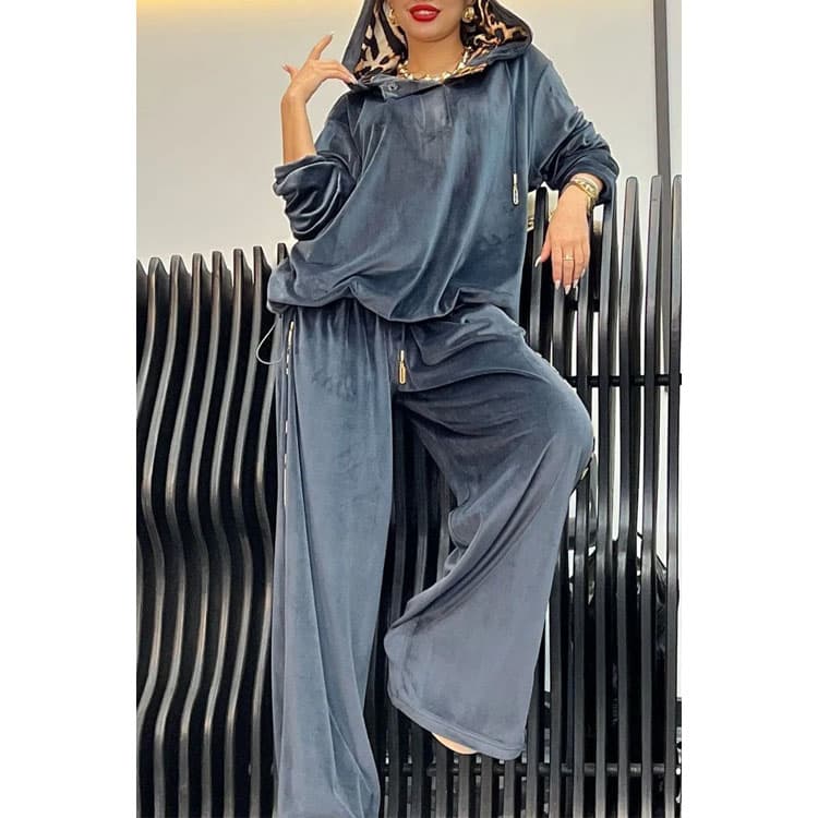 Simple Casual Suit Factory Direct Long Sleeve Hooded Sweatshirt Custom logo Loose Straight Pants Wholesale
