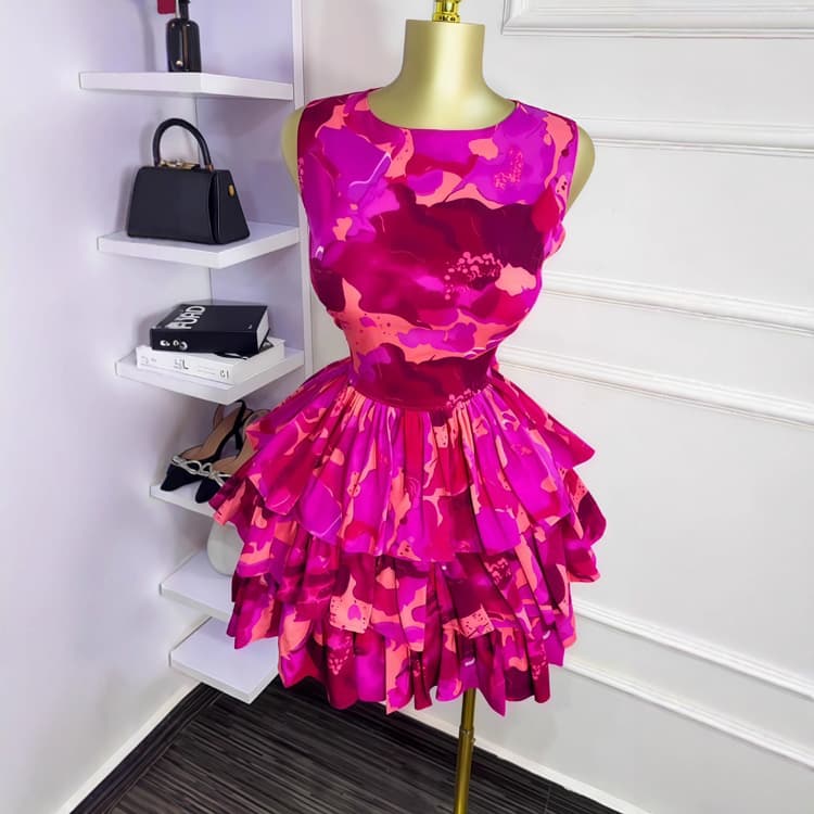 Wenshuo Stylish a Line Dress Wholesale Sleeveless Mini Dress Custom logo Ruffled Tiered Skirt Factory Direct