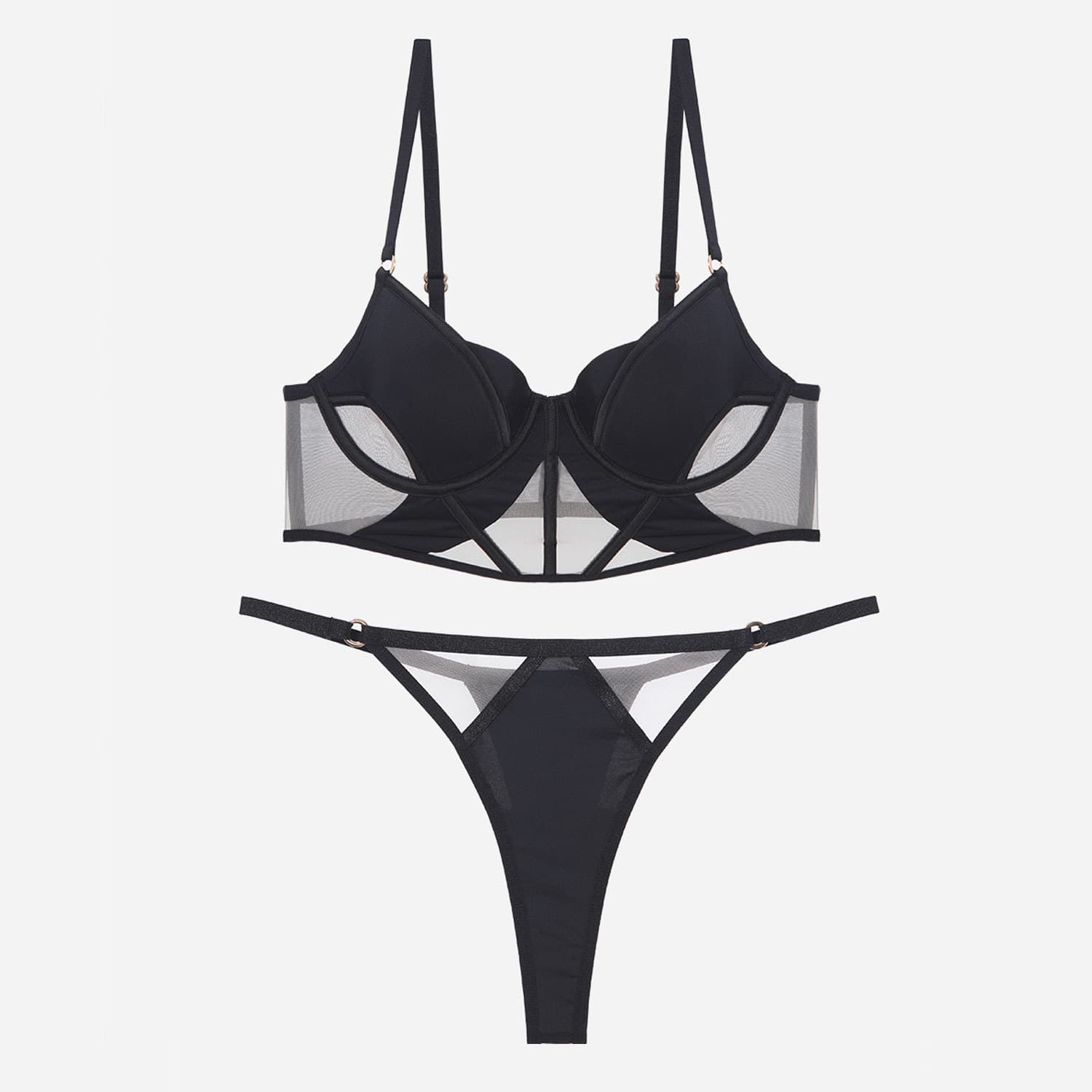 Hollow Sexy Lingerie Wholesale Solid Color Comfortable Bra With Custom logo See Through Lingerie Set Factory Directly