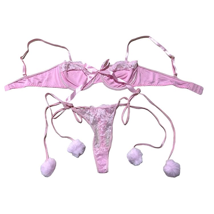 Wenshuo Bow Ribbon Lingerie Wholesale Lace Solid Color Underwear Custom logo See Through Lingerie Factory Direct