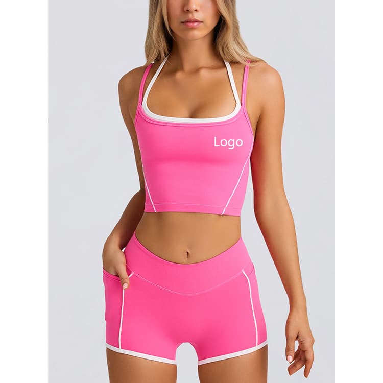 Fashion Tank Top Pilates Tights High Elastic Fitness Running Yoga Wear Gym Female Set