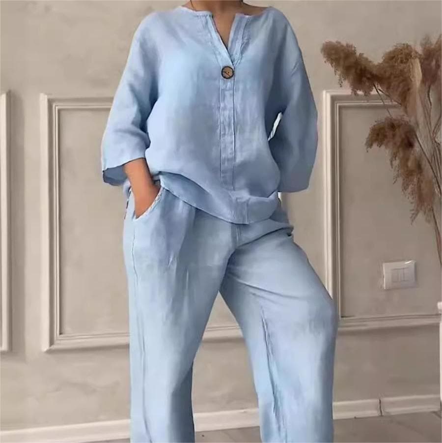 S-5XL Round Neck Long Sleeve Top Wholesale Women Suit Custom logo Loose Trousers Factory Directly