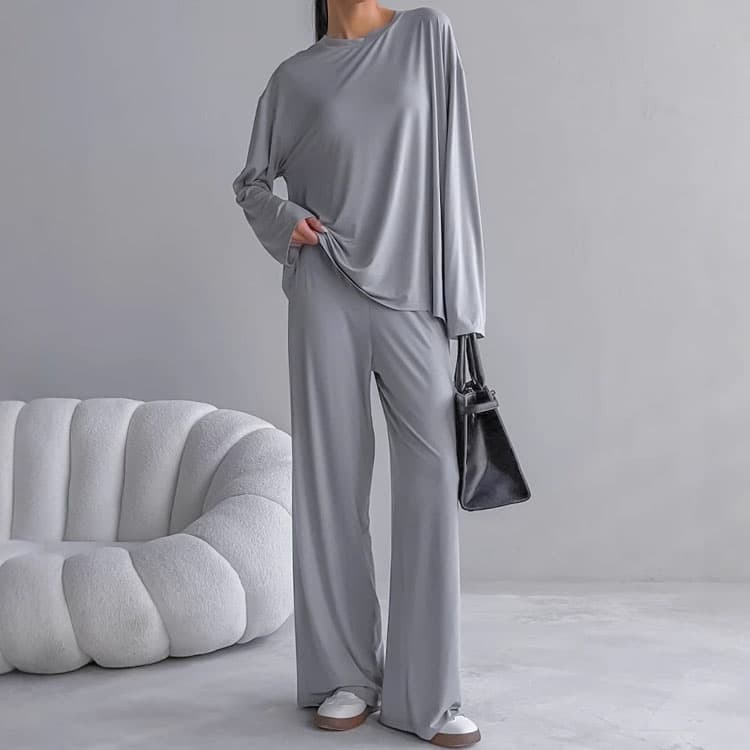 Modal Solid Color Pajamas Wholesale Simple Pajama Sets Factory Directly Stylish Loose Pajamas Custom logo