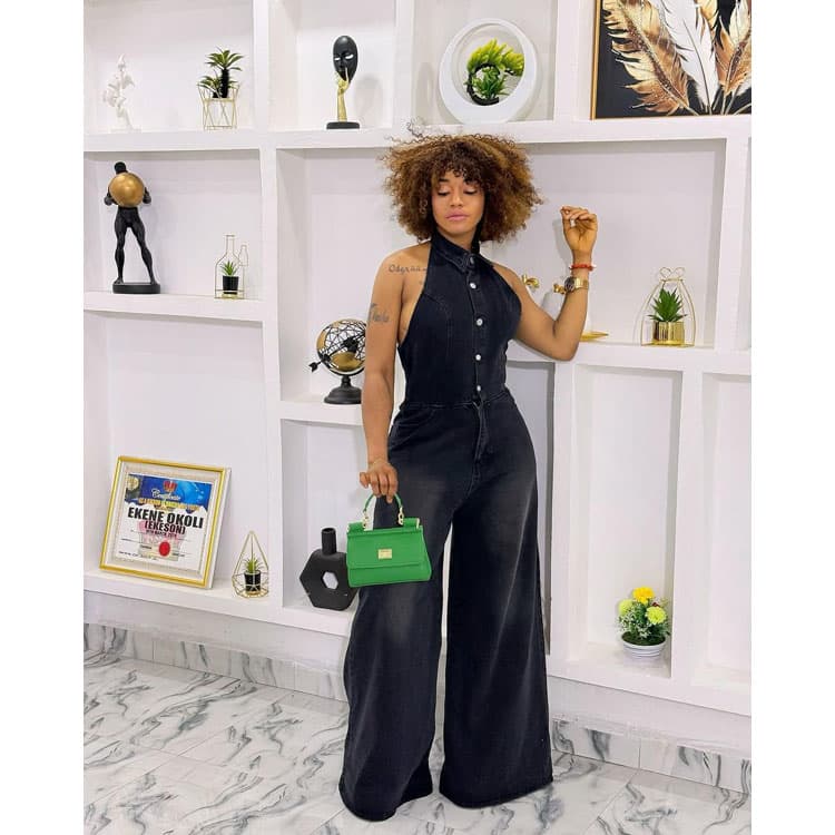Sleeveless Denim Jumpsuit Custom logo Halter Lapel Women Suit Factory Direct Floor Length Loose Trousers Wholesale