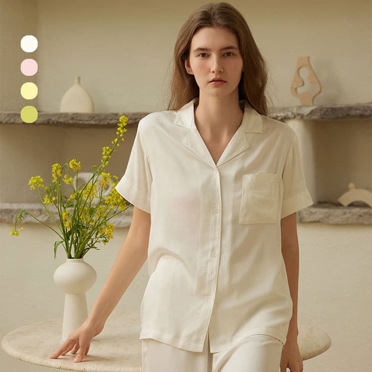 Stain Solid Color Pajamas Wholesale Collared Loungewear Factory Direct Soft Casual Pajamas Factory Direct