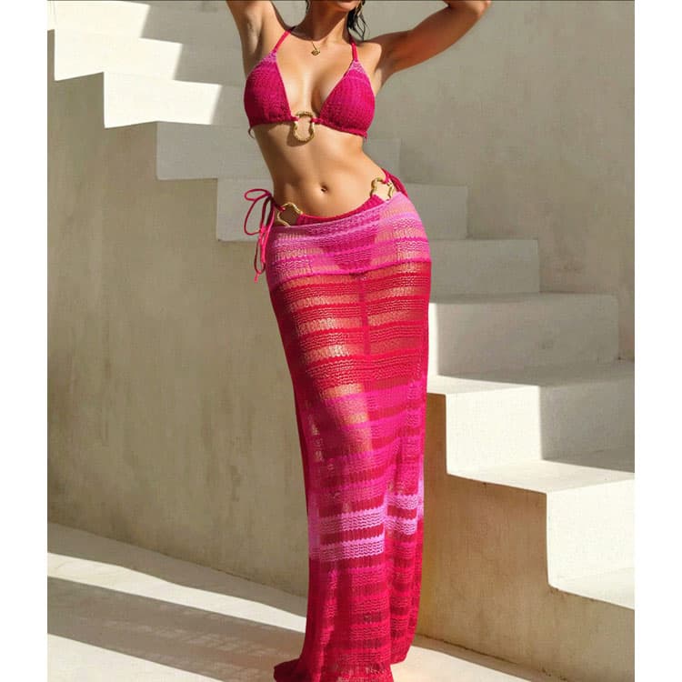 Gradient Sexy Bikini 3 Piece Set Ins Vibrant Cute Swimwear Comfortable New Design 2026 Swimwear