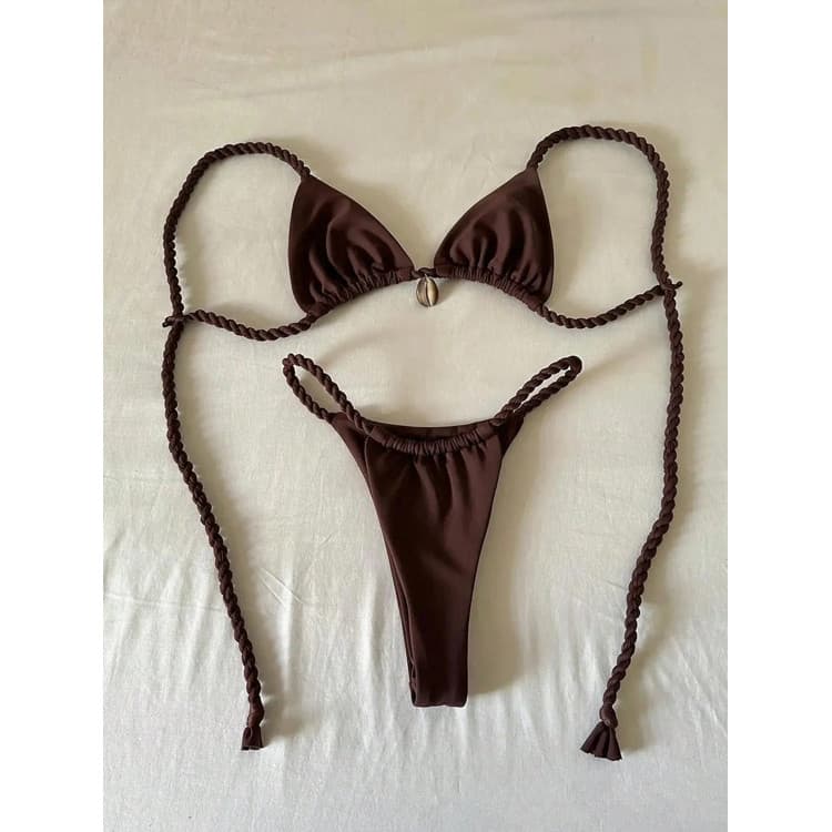 Wholesale New Arrival Solid Color Swimwear Bandage Bikini Sexy Backless Swimsuit