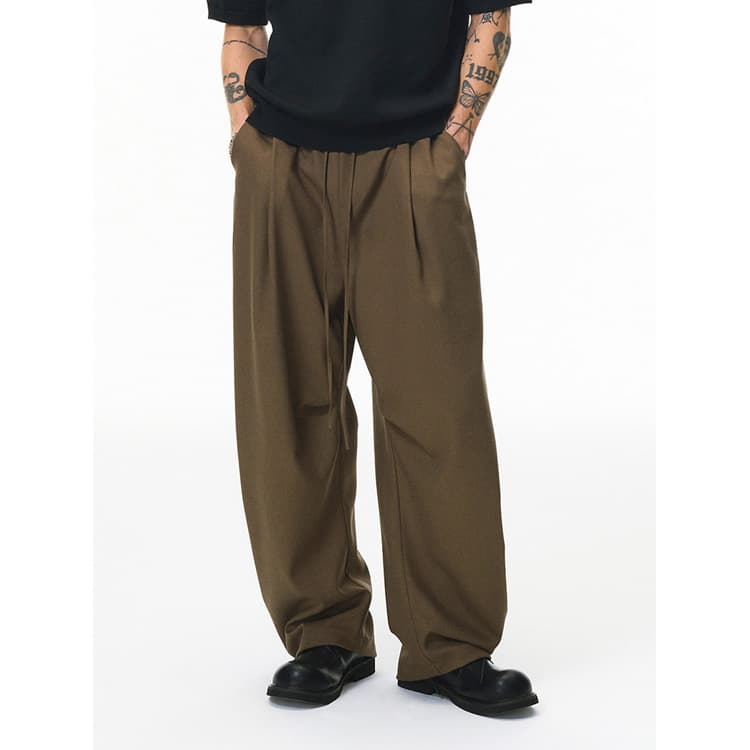 Wenshuo Casual Loose Trousers Wholesale Stylish Solid Color Trousers Custom logo Simple Drawstring Trousers Factory Direct