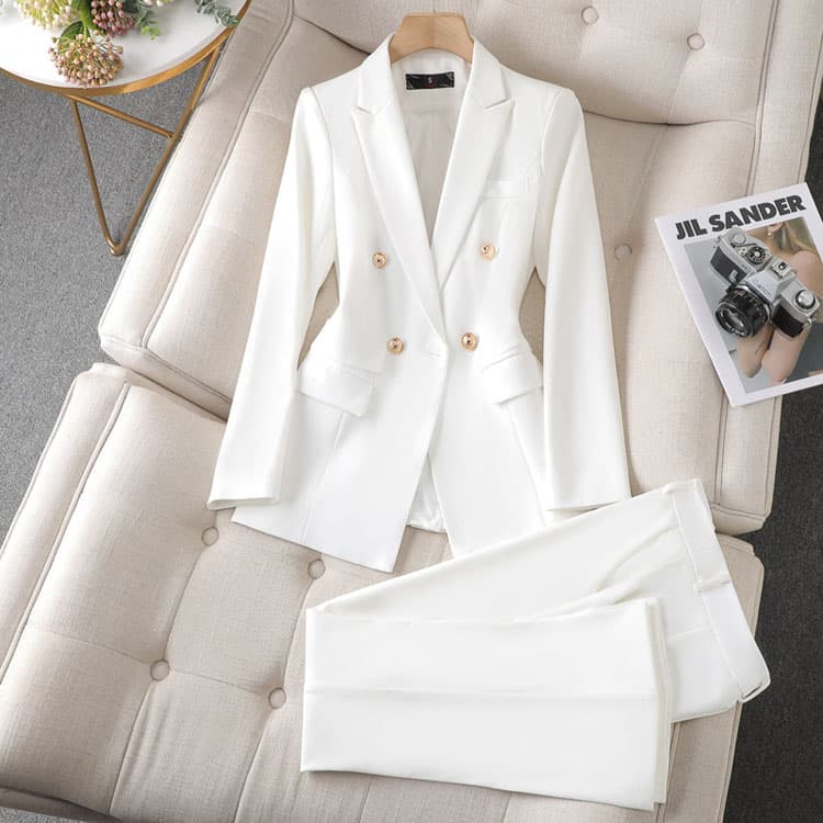 S-4XL High Quality blazer Set Custom logo Long Sleeve V Neck blazer Factory Direct Solid Color Simple Trousers Wholesale