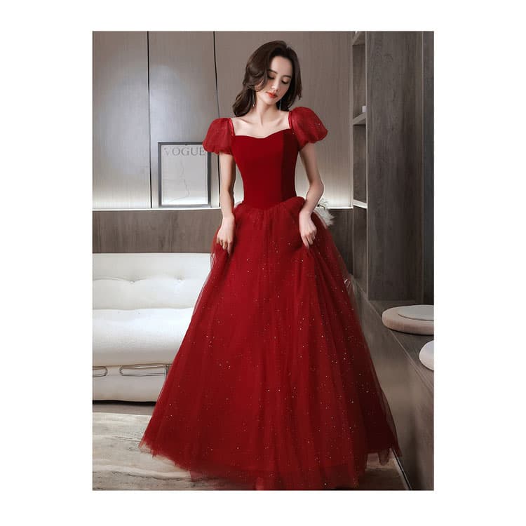 Sequined Bridesmaid Dress Custom logo Mesh Evening Dress Factory Directly Puffy Long Host Dress Wholesale