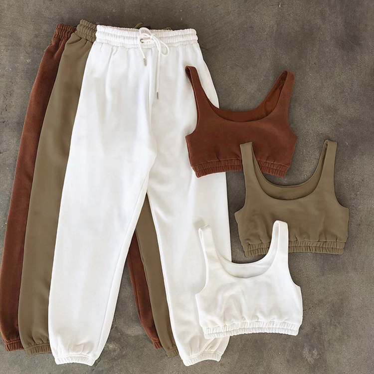 New Solid Color Vest Set  Tank Top Legged Strap Pants Casual Two Piece Set for Women