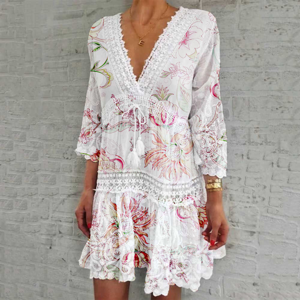 S-4XL Lace V Neck Cover Ups Wholesale Thin Bikini Cover Ups Custom logo Printed Skirts Factory Directly