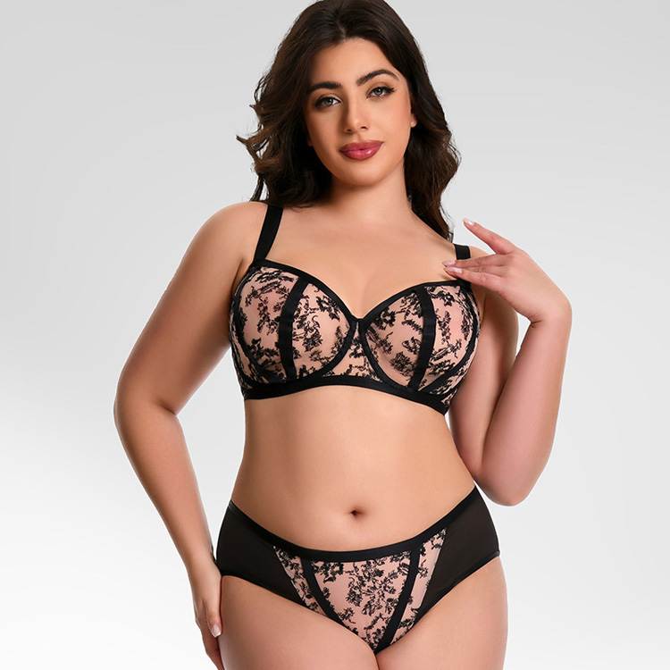 Wenshuo Plus Size Embroidered Lingerie Wholesale See Through Sexy Lingerie Custom logo Mesh Lace Lingerie Factory Direct