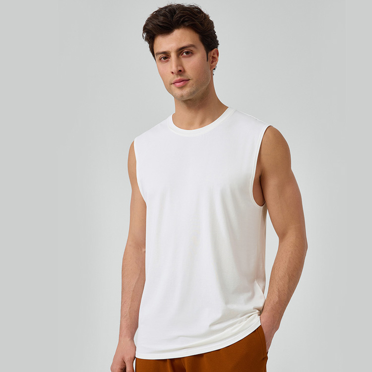 Wenshuo Sleeveless Sports Vest Wholesale Stylish Casual Top Custom logo Solid Color Mens Top Factory Direct