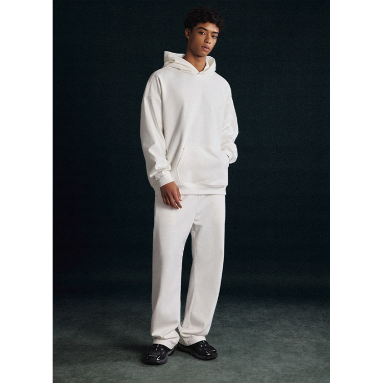 Wenshuo Hooded Long Sleeve Sweatshirt Wholesale Simple Solid Color Set Custom logo Men's Winter Tracksuit Set Factory Direct