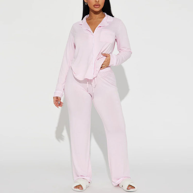 Loose Simple Pajamas Factory Directly Soft Casual Pajama Sets Custom logo Stylish Solid Color Pajamas Wholesale