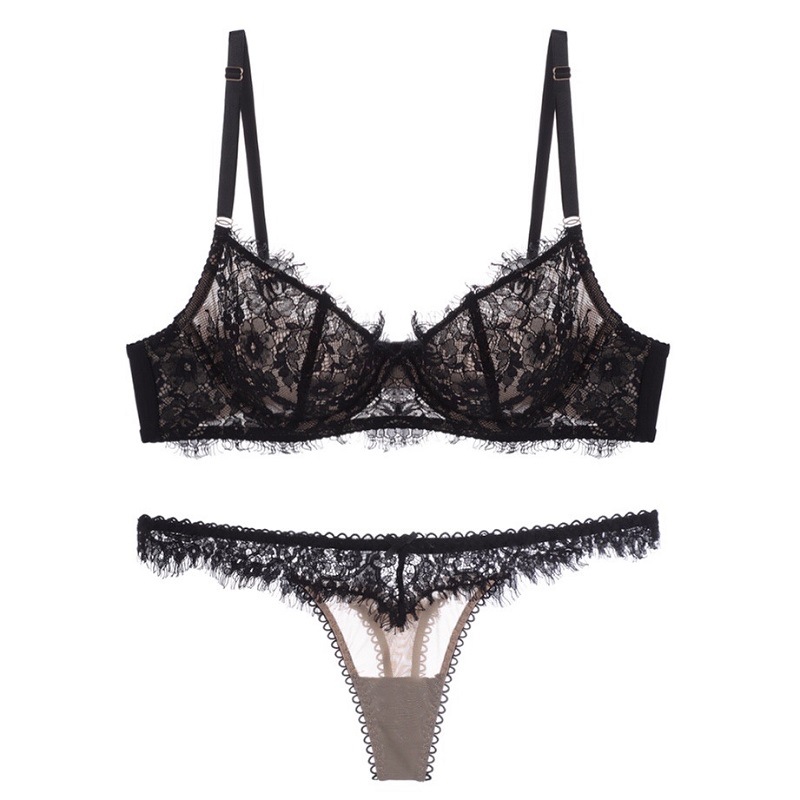 High Quality Underwear Transparent Lace Sexy Bra and Panties Plus Size Underwear