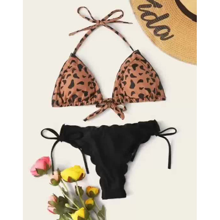 Factory Wholesale S-3XL Swimwear Sexy Swimwear Green Leaf Bikini