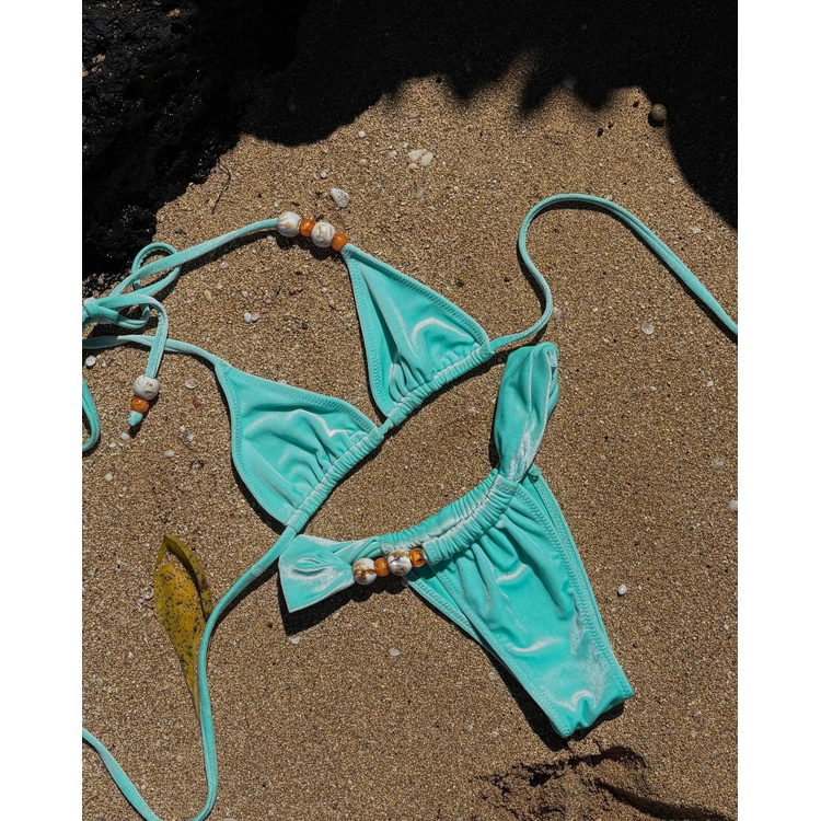 Wholesale Solid Color Diamond Swimsuits Fringe Nightclub Wear Luxurious Diamond studded Bikinis