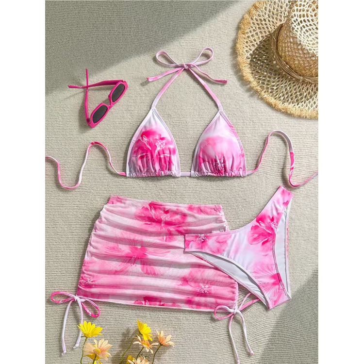 Wholesale 2026 New Sexy Solid Color Bikini Cute Tube Top Starfish Three Piece Swimsuit Hot Spring Thong Bikini