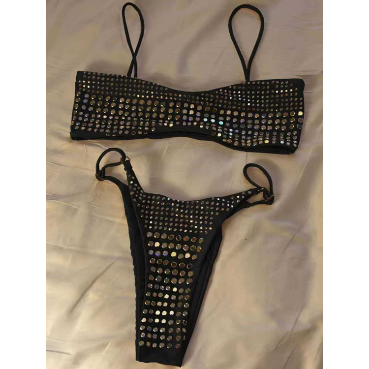 2026 New Sexy Two Piece Bikini Shiny Sequin Swimsuit Beach Vacation Swimwear