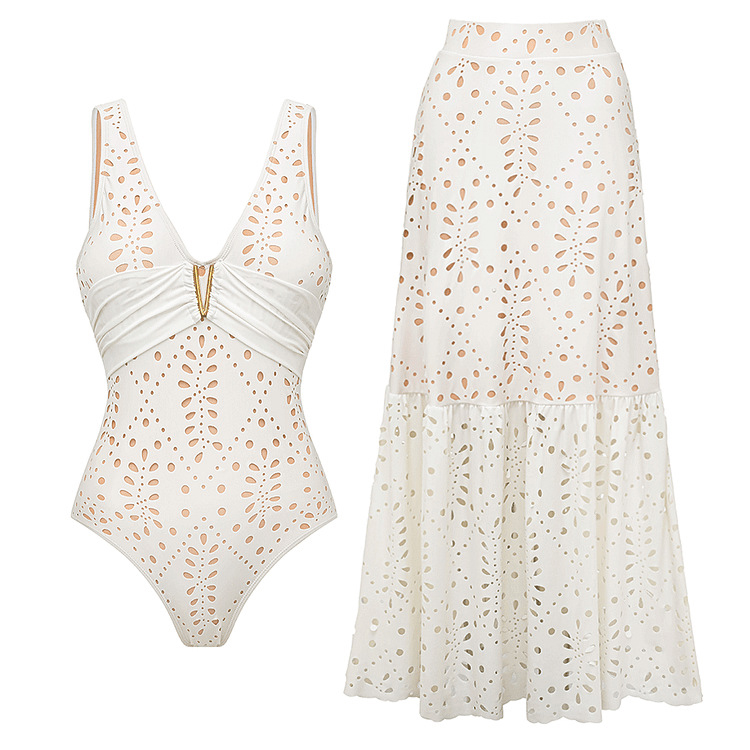 2026 New Popular Nylon Fashion Solid Color Bikini Set Sexy White Swimsuit Women Two Piece Swimwear