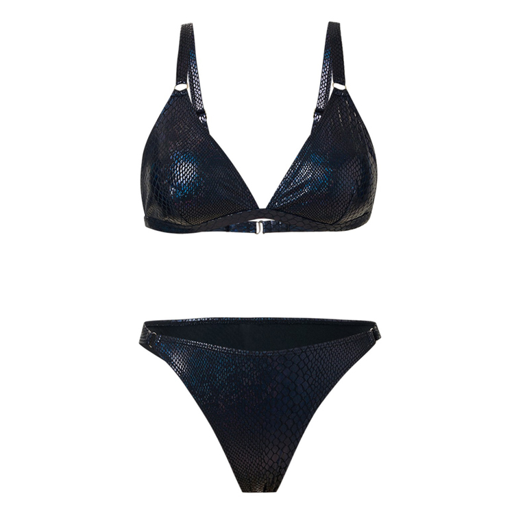Wholesale Glossy Bikini Snake Print Bikini Sexy Triangle Swimwear Beachwear