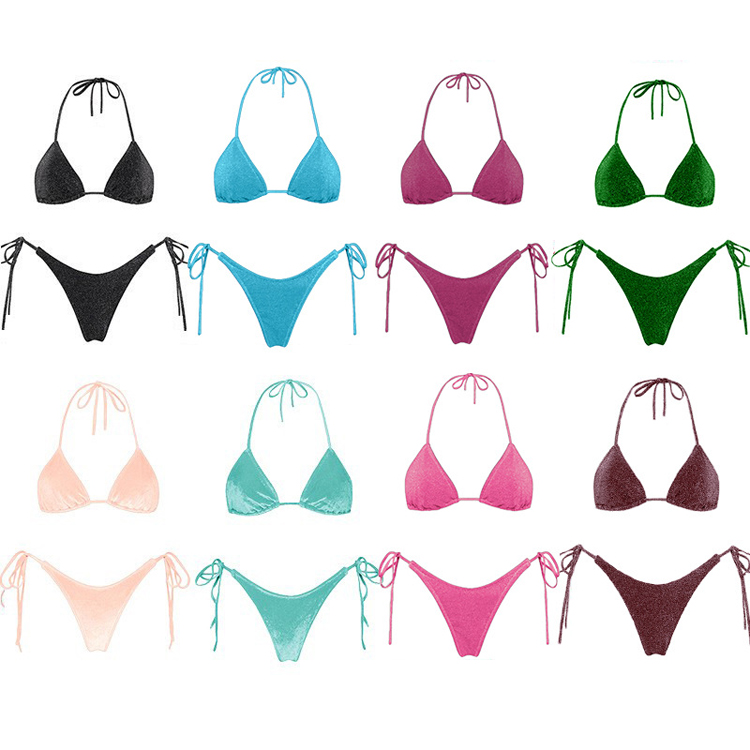Customized Simple Bikini Solid Color Sexy Bikini Swimwear Fashion Swimwear Wholesale