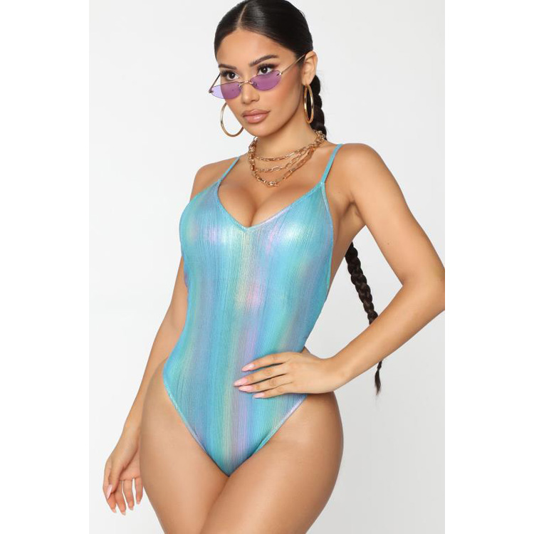 Sexy Ladies One Piece Swimsuit Hot Shiny Beachwear Swimwear