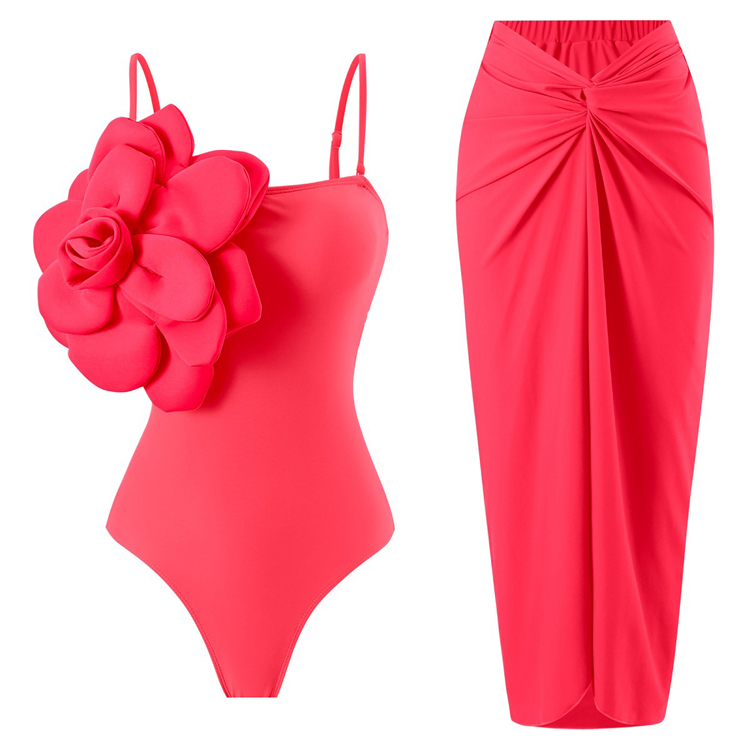 Wholesale Solid Color Floral Bikini Set Fashion Sexy Swimwear Women Big Flower Swimwear Set