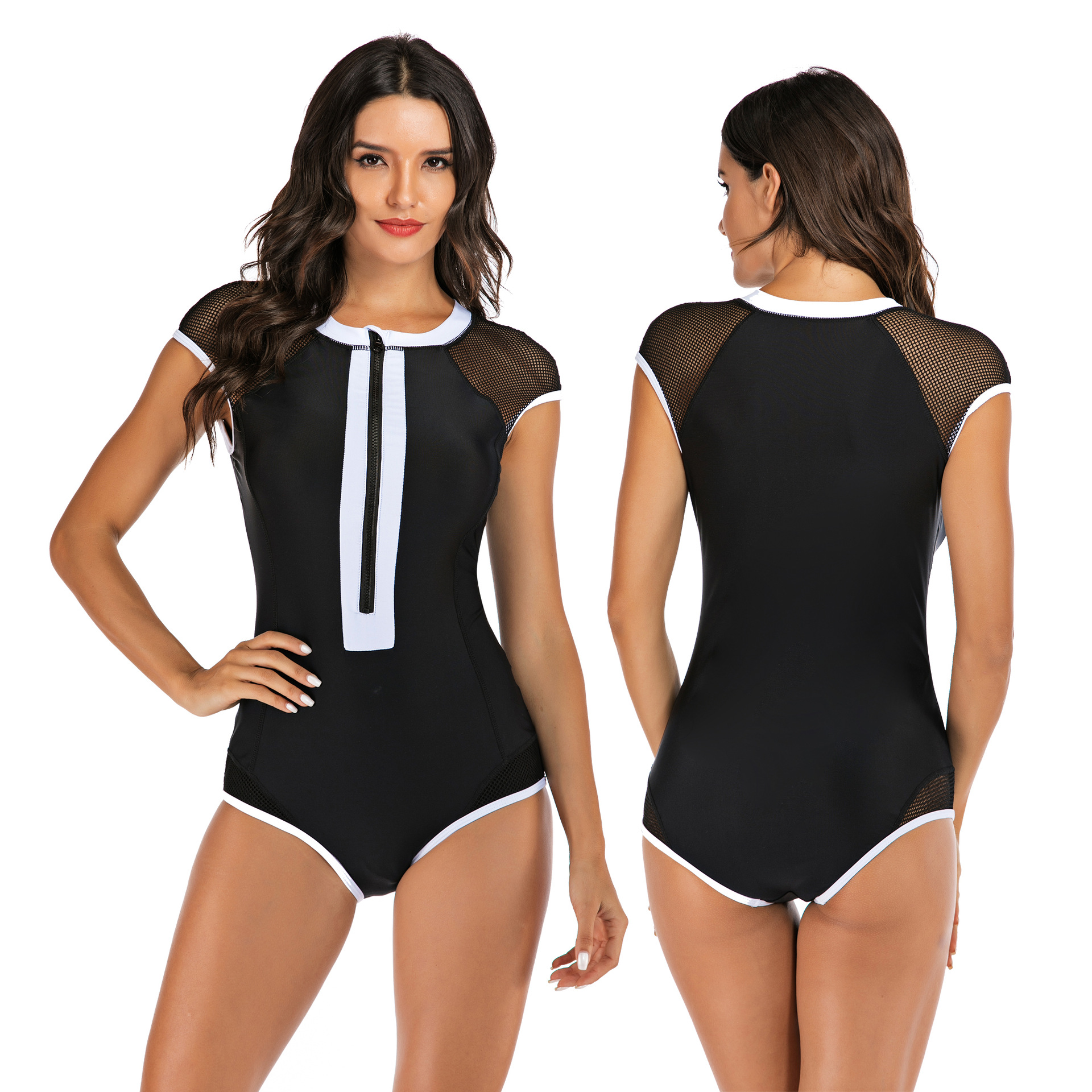 New One Piece Swimsuit Leopard Pattern Swimwear Hollow Bandage Sexy Bikini