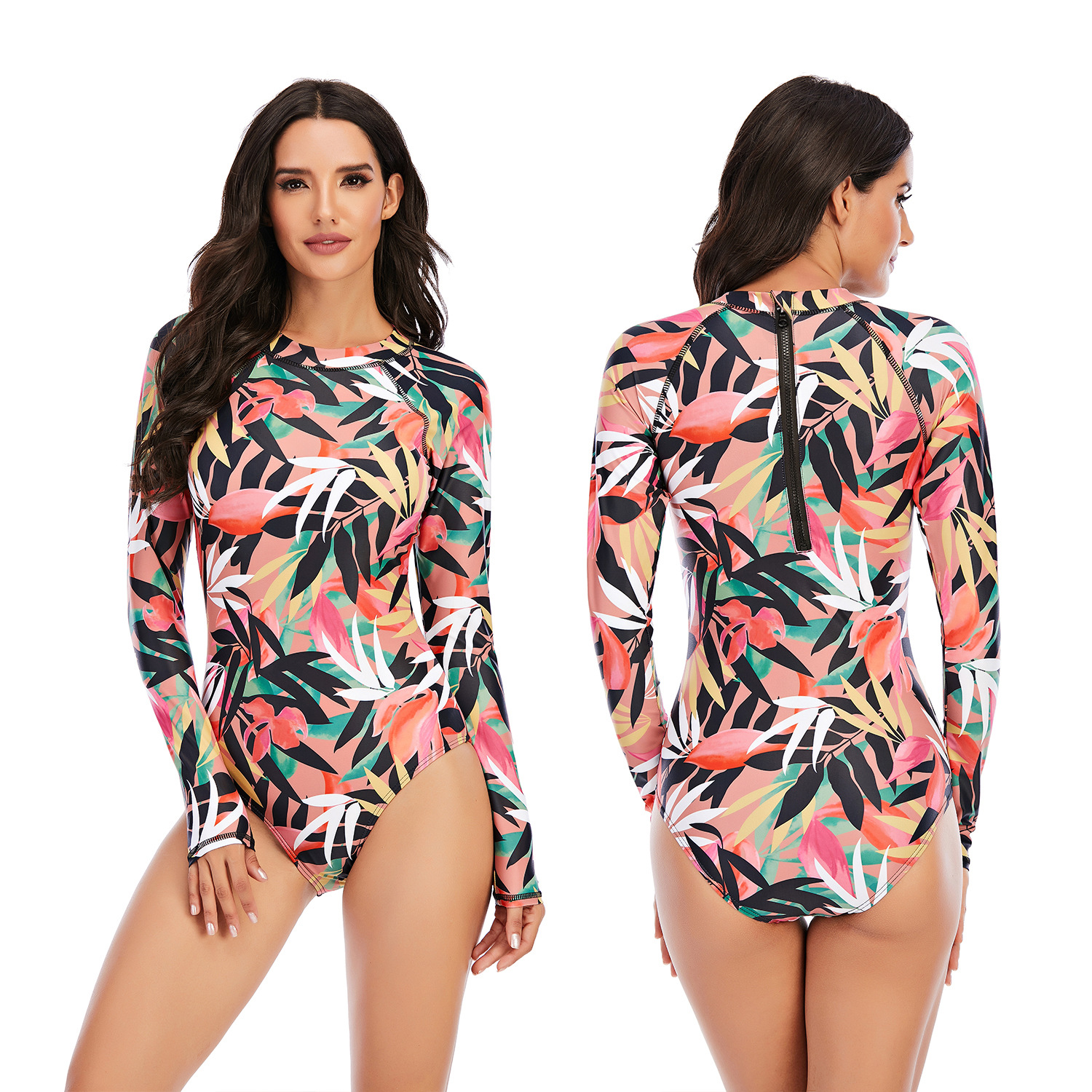 One Piece Long Sleeved Sexy Swimsuit Hot Spring Diving Suit Sexy Surfing Suit Sunscreen