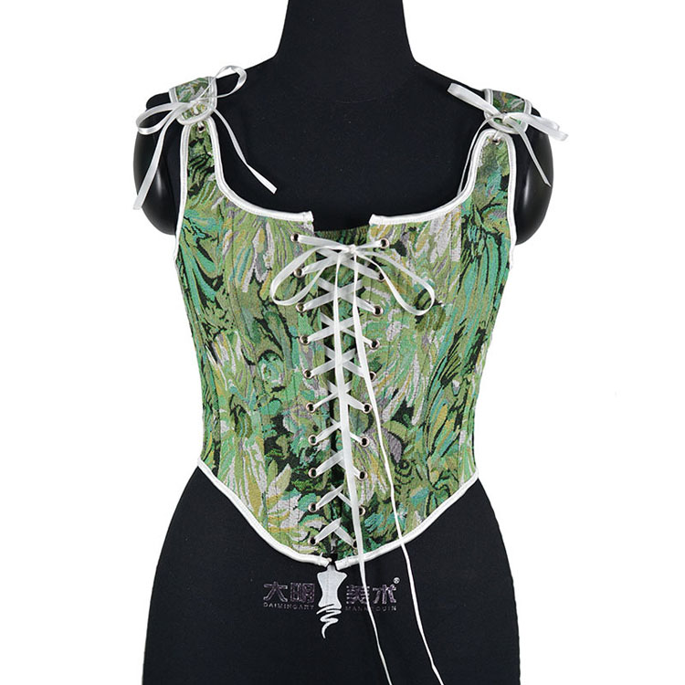 Latest Creative  Girlish Versatile  Flower Print Colorful Fish Bone Slim Short Women Corset