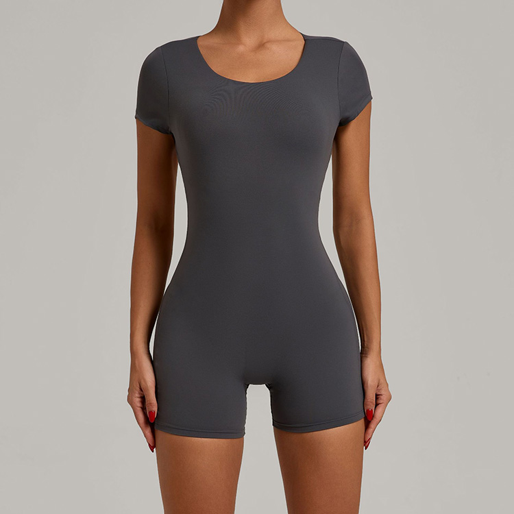 Hot Sale Tight Breathable Yoga Sets Sanded Sexy Big Backless Short Solid Color Yoga Wear Suit