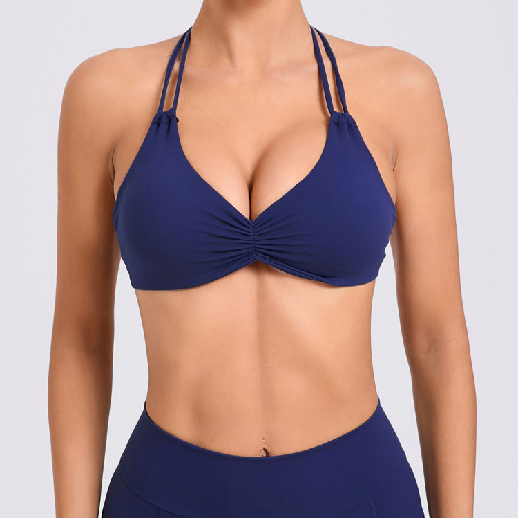 Double Adjustable Buckle Halter Neck Beautiful Back Yoga Vest Women Tight Sports Top Quick Dry Fitness Bra