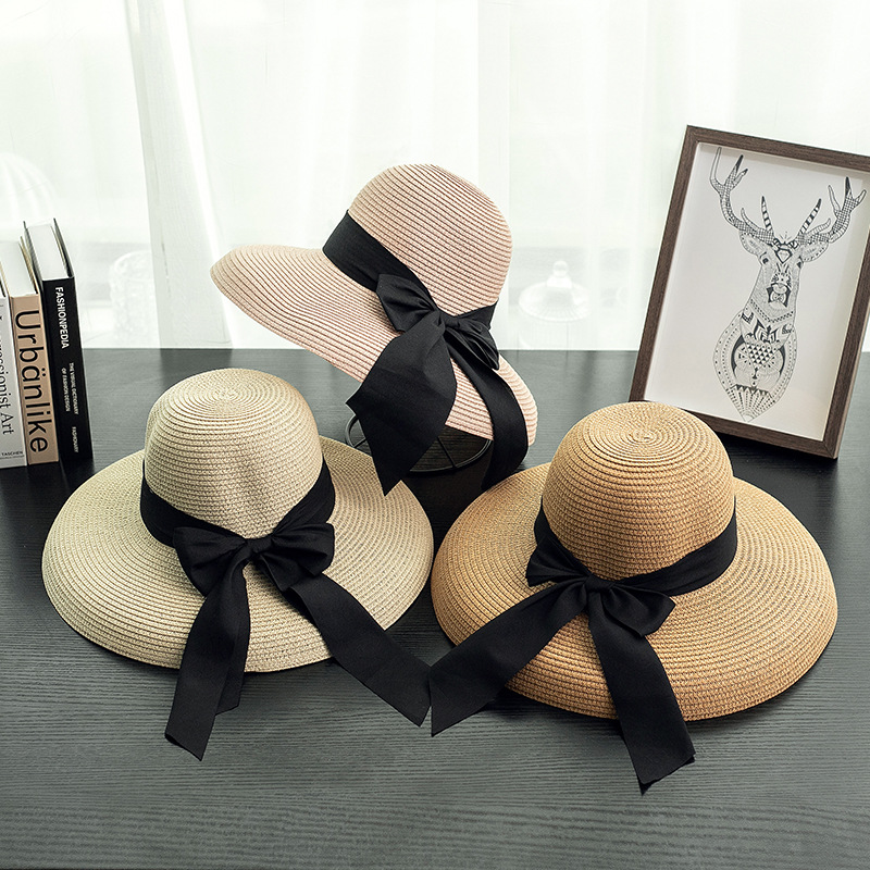 Straw Hat Big Bow Straw Beach Hat