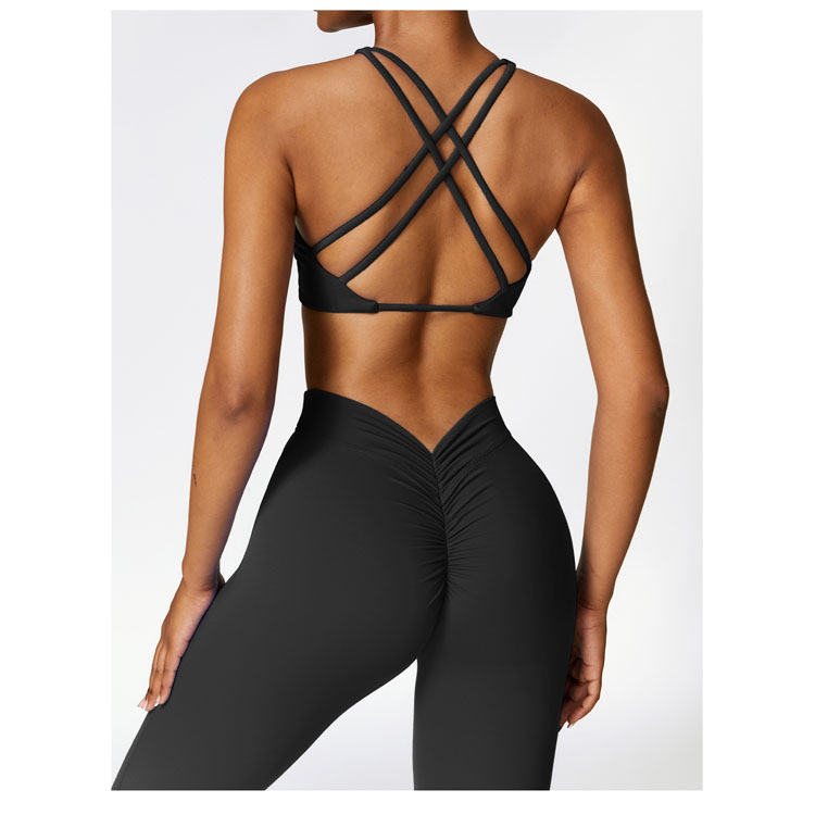 2024 High Quality Flare Leggings Yoga Set Bra and Cross v Waist Shorts Yoga Set Scrunch Butt Leggings With Sports Bra