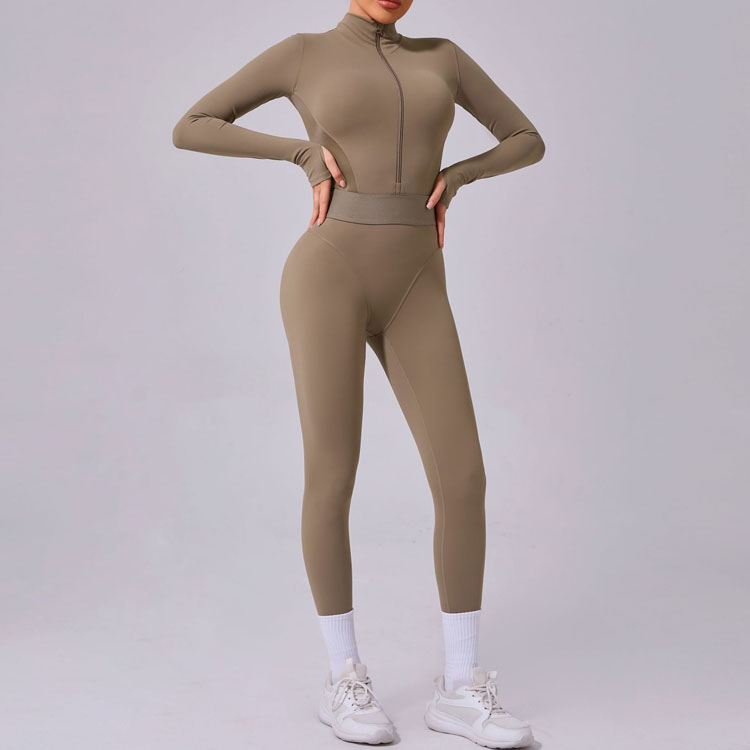New Design Two Side Mesh Yoga Jumpsuit Tight Elastic Waist Stitching Sports Fitness Jumpsuit Women One Piece Bodysuit