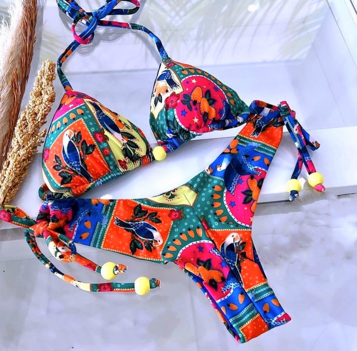 High Quality Design Custom Nylon Fabric Print Swimsuit Women Swimwear Sexy Bikini